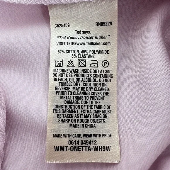 Ted Baker Anett Side Seam Detail Trousers Ankle Pants Size US 6 Baby Pink
